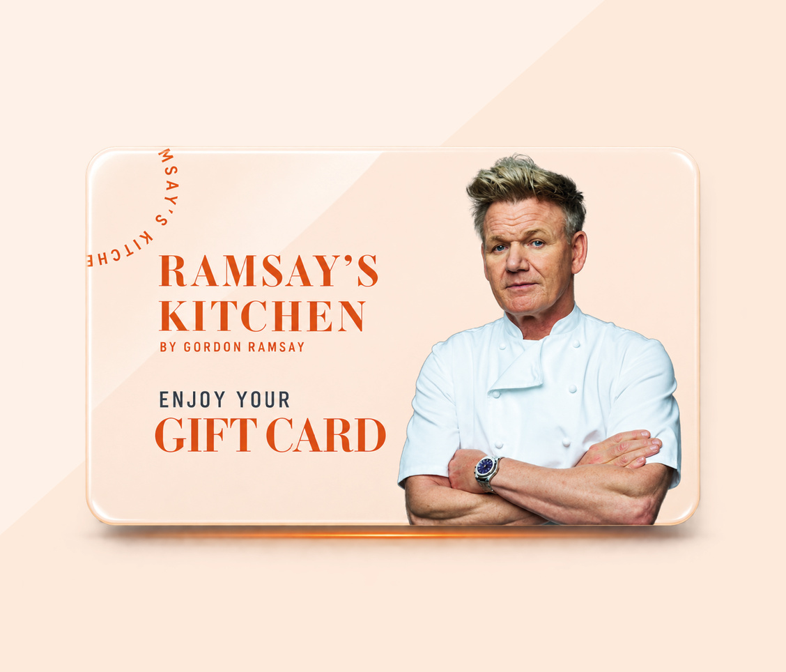 Ramsay’s Kitchen gift card featuring a photo of chef Gordon Ramsay.