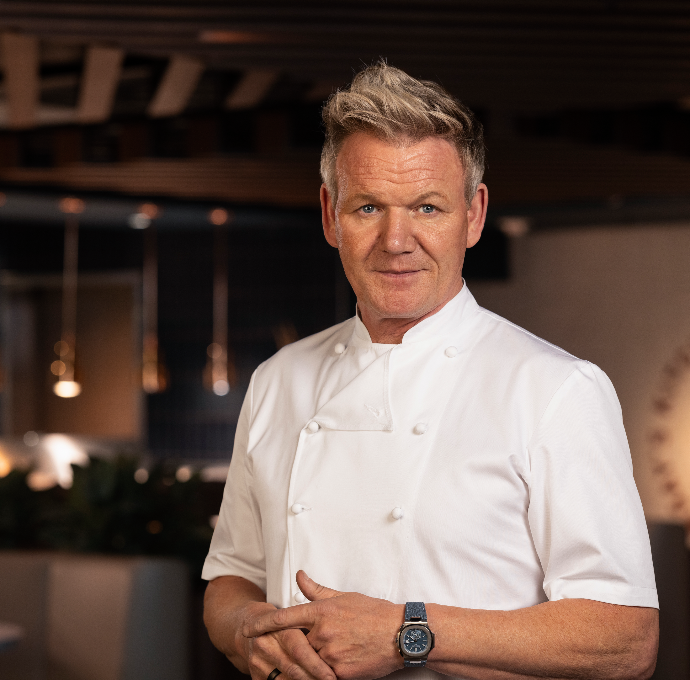 Gordon Ramsay in a chef’s uniform.